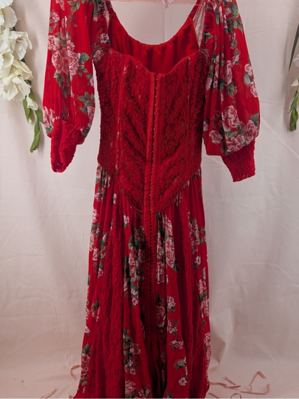 We Are HAH "Maiden
Memphis" Corset Dress Prairie Boho Bustier Red Floral Sz S